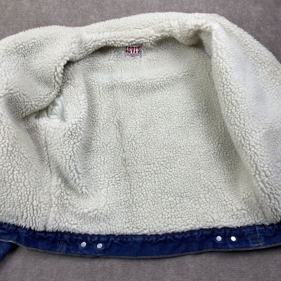 Levis Trucker Jacket M Blue Sherpa Lined Vintage Denim Made in USA 70s/80s - Picture 6 of 16